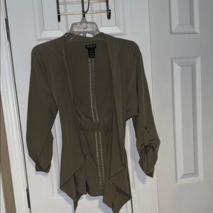 Soho Olive Green Draped Cardigan